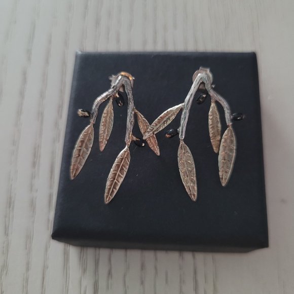 $120 Handmade Sterling Silver Olive Branch Stud Earrings Made in Greece - Picture 3 of 7